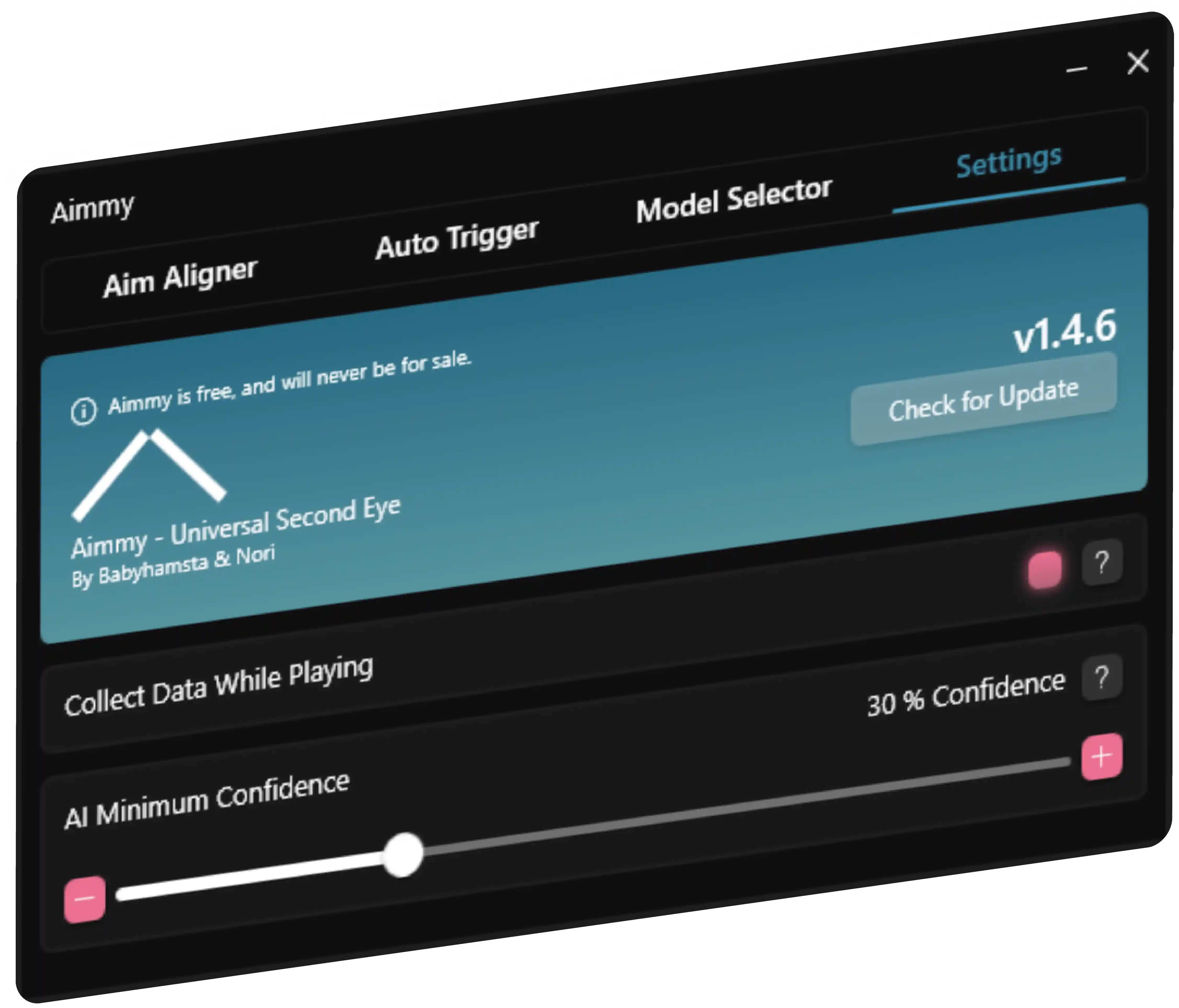 Aimmy user interface in 3D white design - The sleek and accessible user interface of Aimmy, the AI-based Aim Aligner, featuring a modern 3D white design.